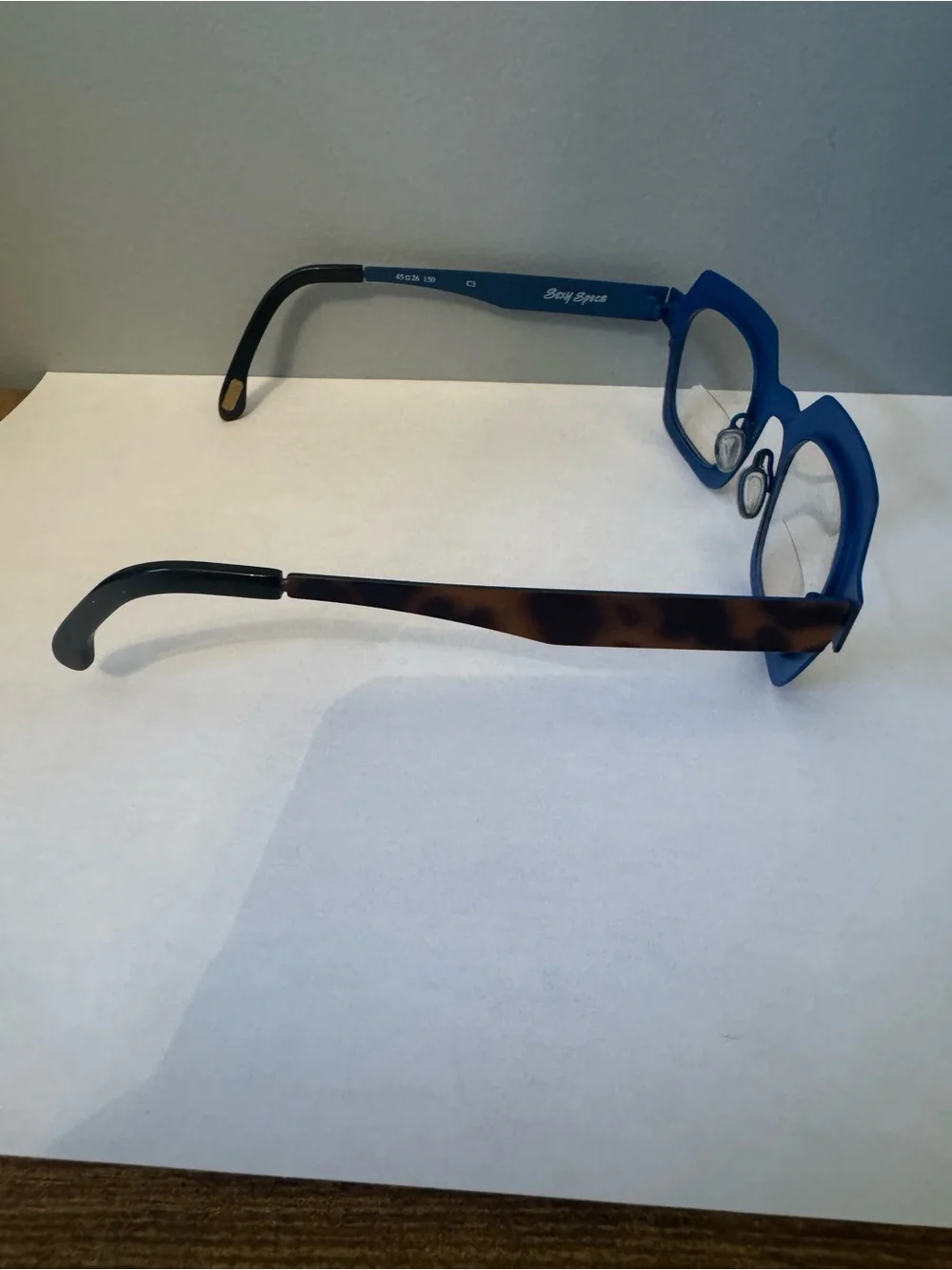 SEE Eyewear 2365 Tortoise Blue Geometric Statement Frames France Case‎ Cloth